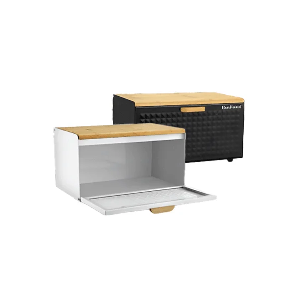 Haus Roland Stainless Steel and Bamboo Bread Box 1
