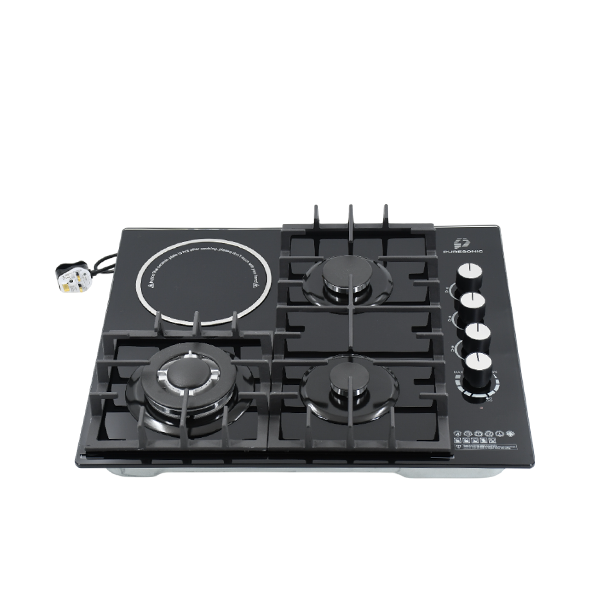 4 Burner Hot Plate Glass Hybrid Gas & Ceramic Hob
